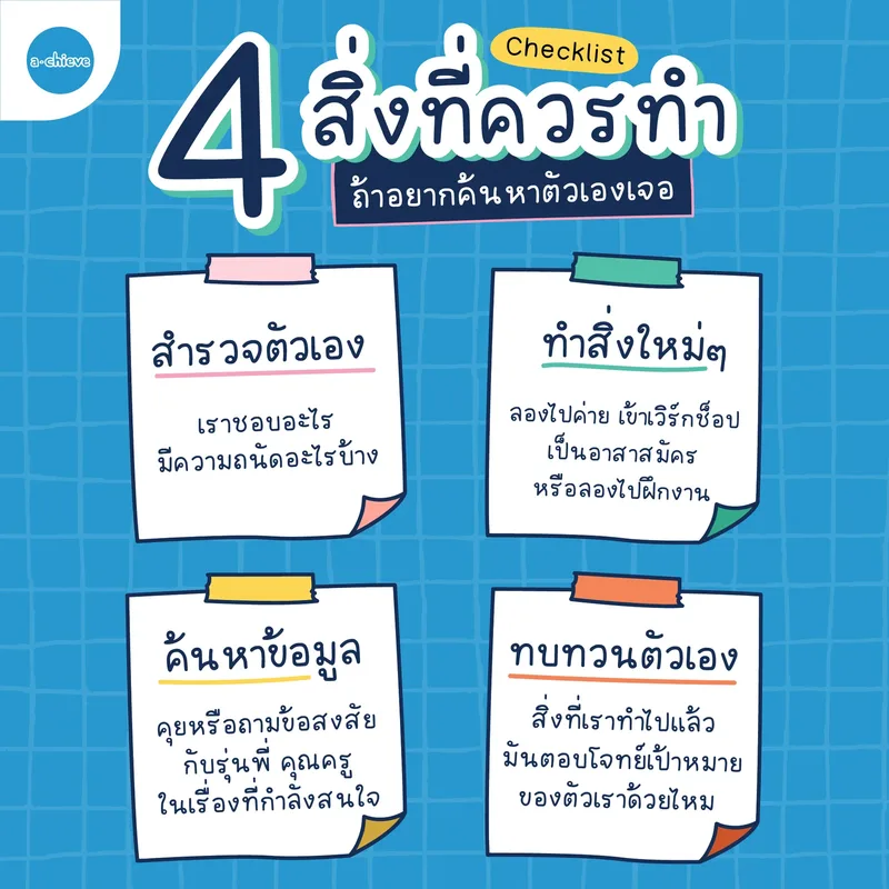 รูปประกอบ: Checklist 4 สิ่งที่ควรทำถ้าอยากค้นหาตัวเองเจอ