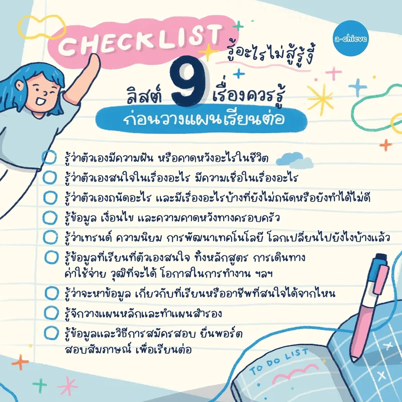 รูปประกอบ: Checklist รู้อะไรไม่สู้รู้งี้  ลิสต์ 9 เรื่องควรรู้ ก่อนวางแผนเรียนต่อ